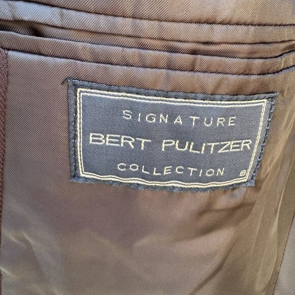 Bert Pulitzer Signature Collection Vintage Mens Brown Pure Silk Blazer Jacket 46 - Picture 4 of 10